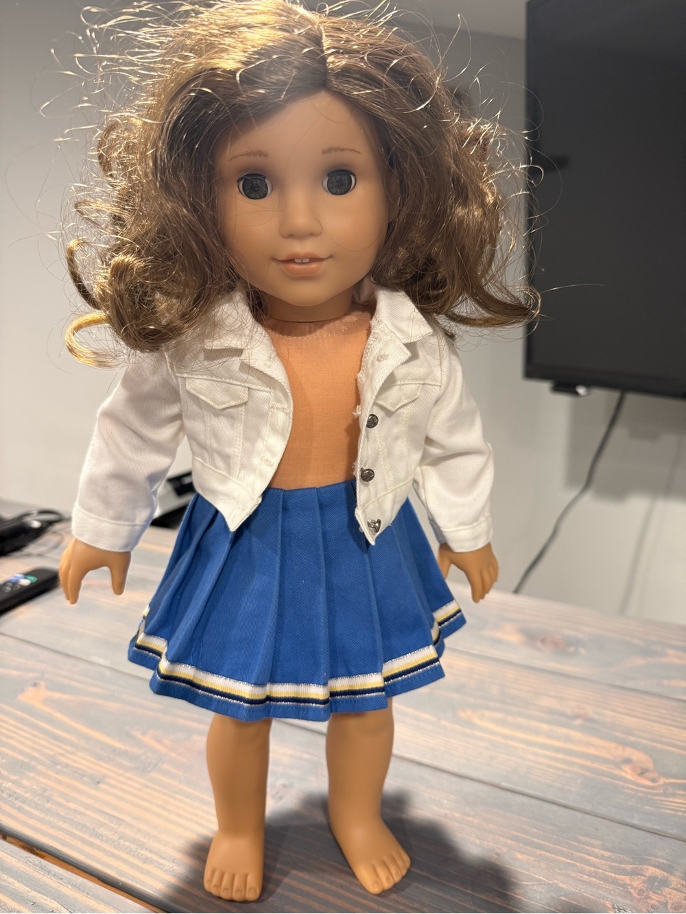 American Girl Rebecca Blue Pleated Skirt Doll Outfit with White Jacket